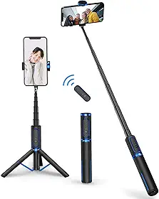 ATUMTEK Tripé de bastão de selfie, bastão de selfie 3 em 1 de alumínio Bluetooth extensível com controle remoto sem fio e suporte de tripé para iPhone 15/14/13/12/11 Pro/XS Max/XS/XR/X/8/7,