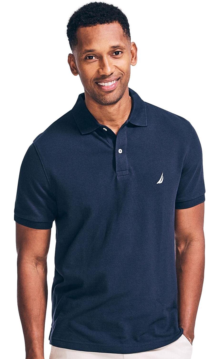 Nautica Men's Classic Short Sleeve Solid Performance Deck Polo Shirt, French Navy., XXL