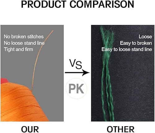 Miniatura 3 de Desirable Life Hilo de coser de nailon N66 de 1500 yardas, tamaño #69 T70 210D3 para cuero de mezclilla, a mano, máquina, manualidades, bolsa de