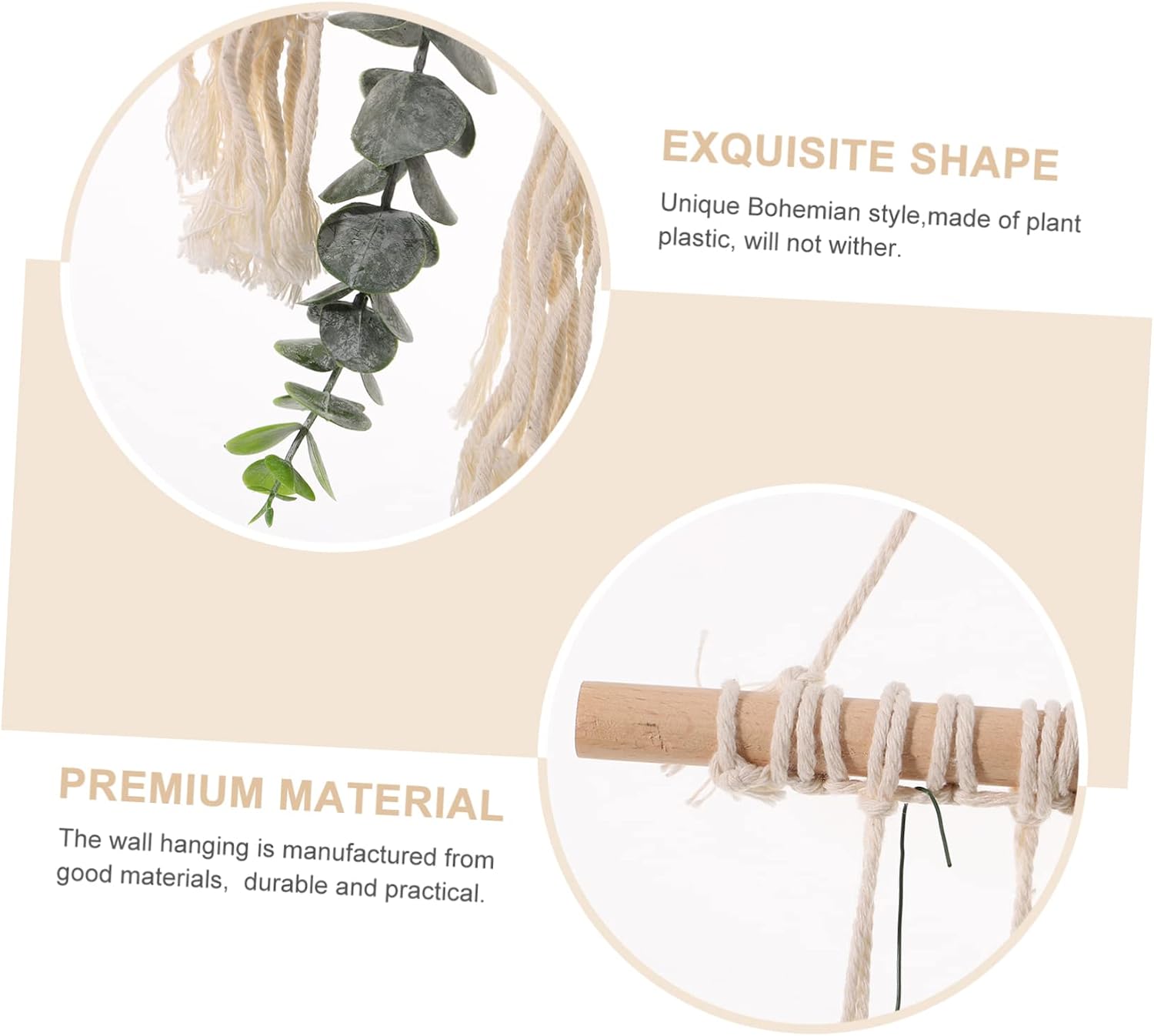 ORFOFE Artificial Leaf Wall Hanging Tassel Woven Wall Decor Macrame Plant Hanger Indoor