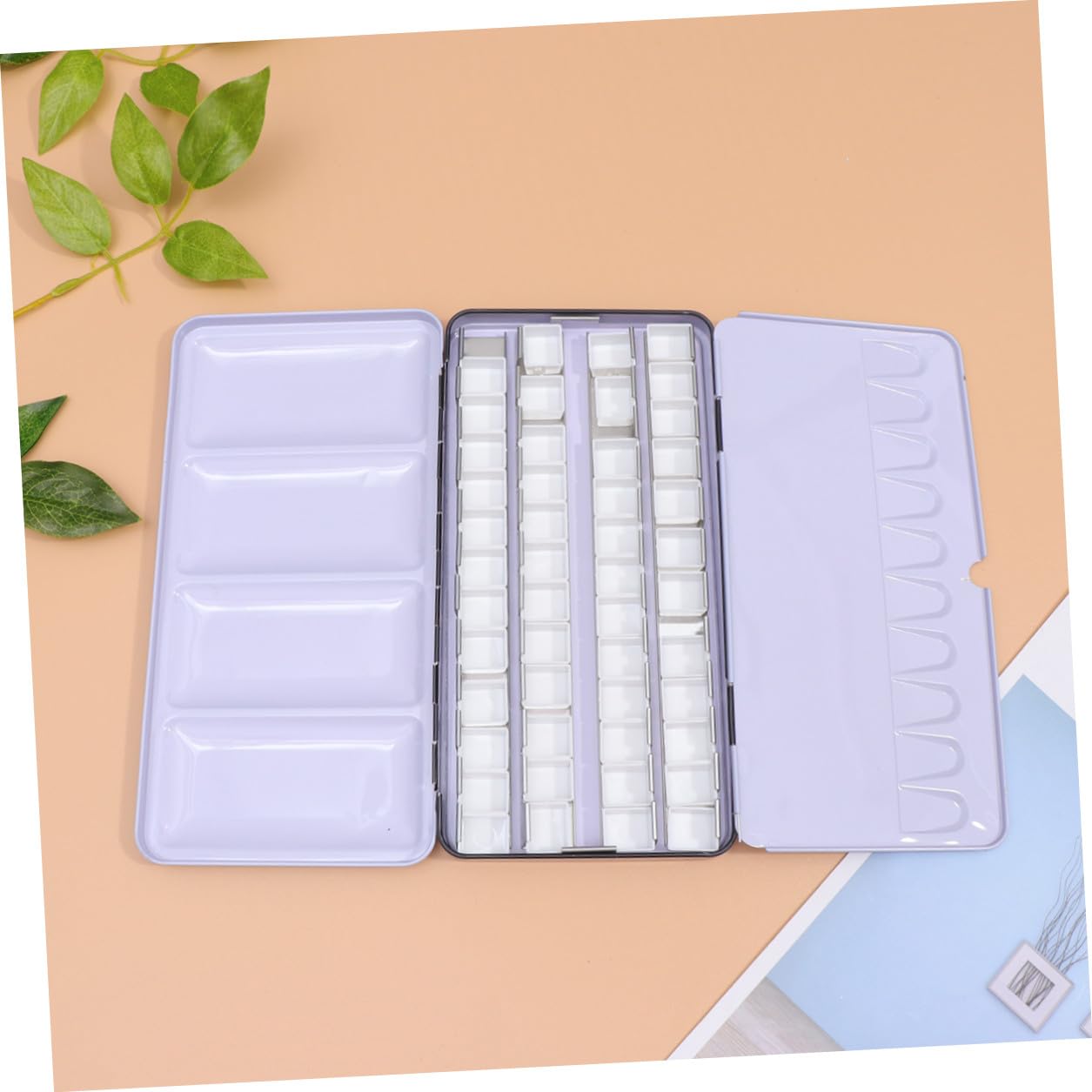 GARVALON Palette D’aquarelle Vide en Fer Noir, Boîte à 48 Grilles