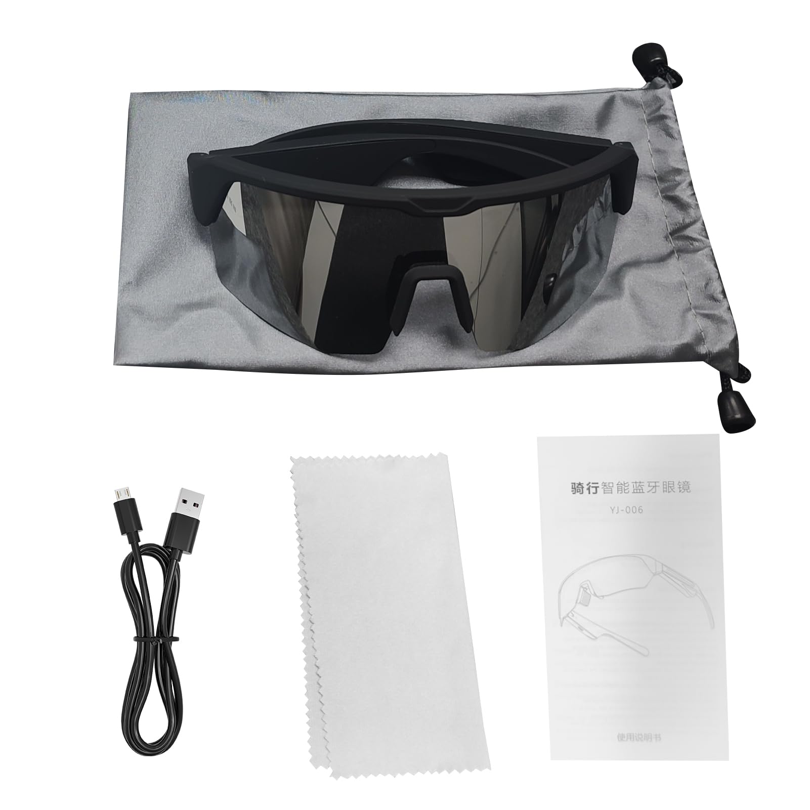 Lazmin112 Occhiali Da Sole Sportivi Intelligenti, Occhiali Da Ciclismo Bluetooth, Altoparlanti Musicali A Orecchio Aperto, Microfono Integrato, Per Corsa, Ciclismo, Attività All'aperto