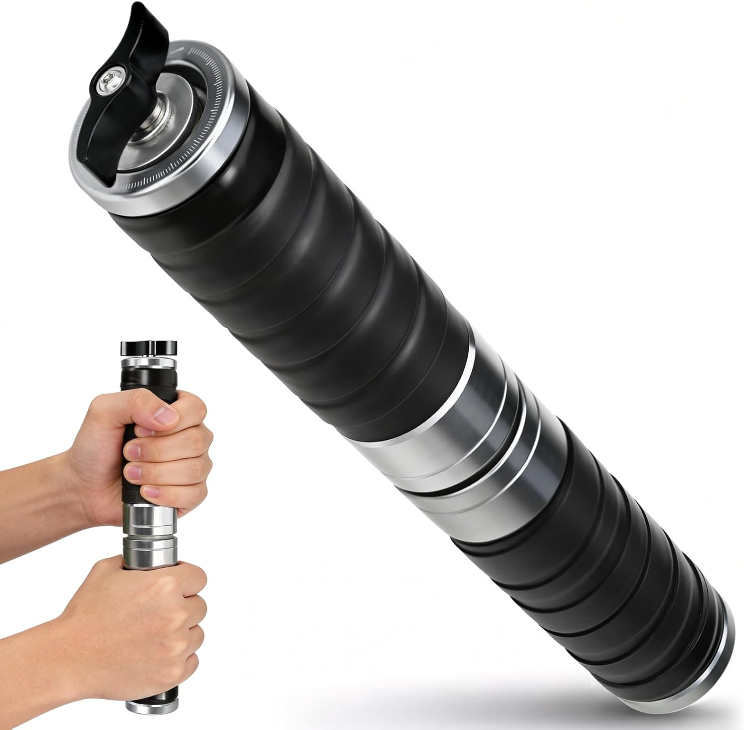 Portable Wrist Roller, Adjustable Resistance Wrist & Forearm Strengthener, Wrapped Handle Grip Strength Trainer, Exercise Equipment for Climbers, Weightlifters, Martial Artists, Aluminium Alloy