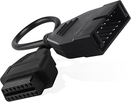 OBD1 to OBD2 Scanner Connector, OBD1 12 Pin to OBD2 16 Pin Black GM Conversion Adapter Cable, Universal Scan Diagnostic Extension Tool Cable Connector Replacement Accessories for Most Cars