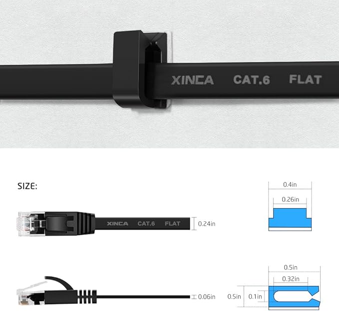 Cable Ethernet Cat6 Plano 15 ft Negro con Clips RJ45 miniatura 4