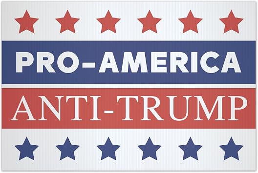 Pro-America Anti-Trump Yard Sign / 12" x 18" Patriotic Democratic Harris Lawn Sign With Metal Yard Stakes/Liberal Democrat American 2024 Presidential Election Outdoor Sign/Made In The USA