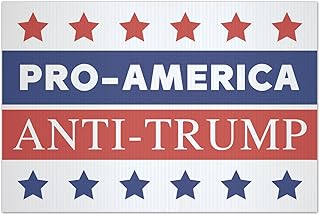 Pro-America Anti-Trump Yard Sign / 12" x 18" Patriotic Democratic Harris Lawn Sign With Metal Yard Stakes/Liberal Democrat American 2024 Presidential Election Outdoor Sign/Made In The USA