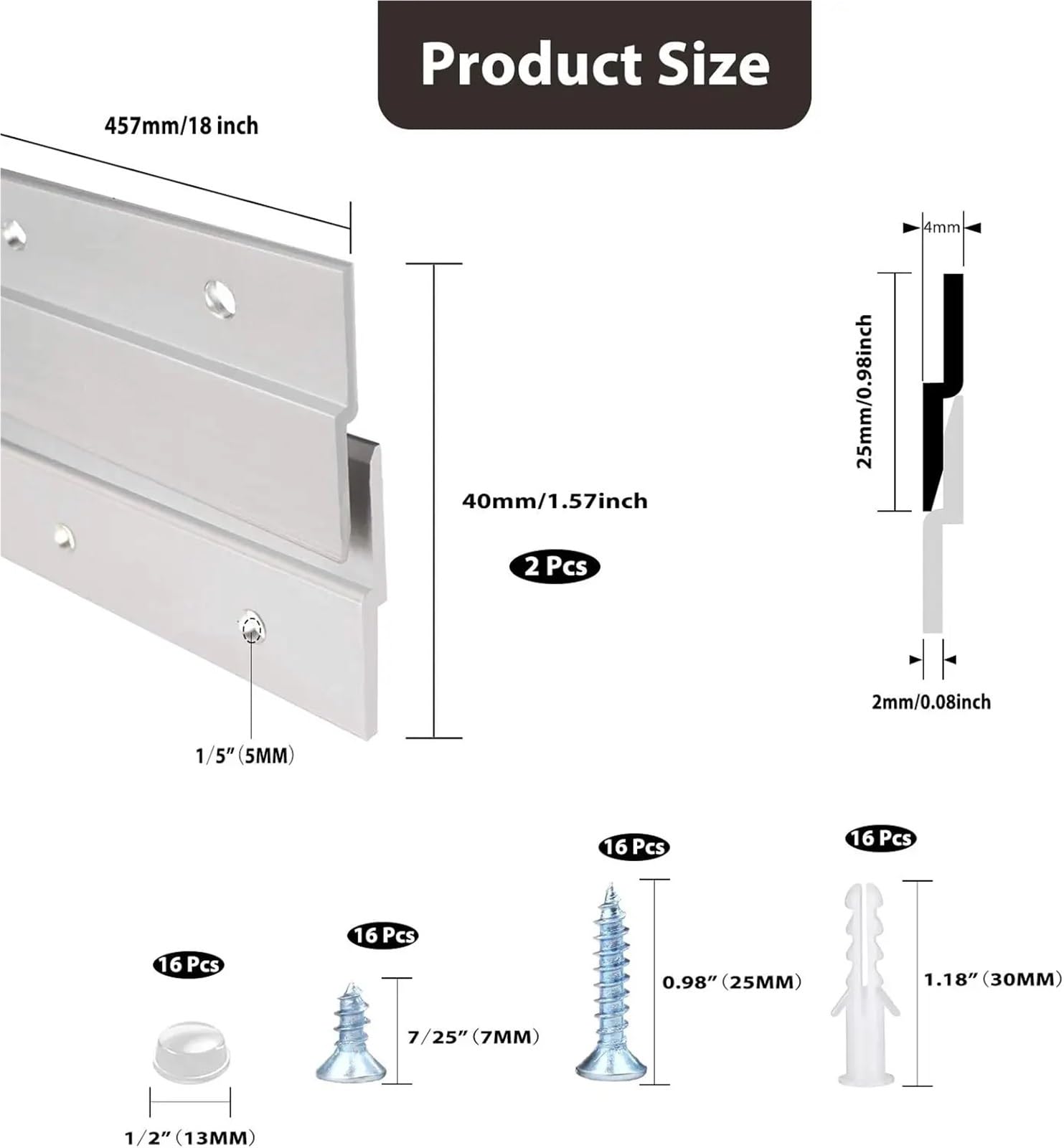Colgador de cuadros con tacos franceses, 4 piezas, 45,72 cm, aluminio Z, soporta 90 libras de soporte de montaje en pared entrelazado