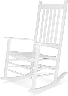 Shine Company Vermont Porch Rocker, High Back Wood Rocking Chair, White