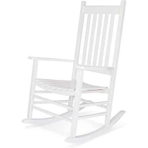 Shine Company Vermont Porch Rocker, High Back Wood Rocking Chair, White