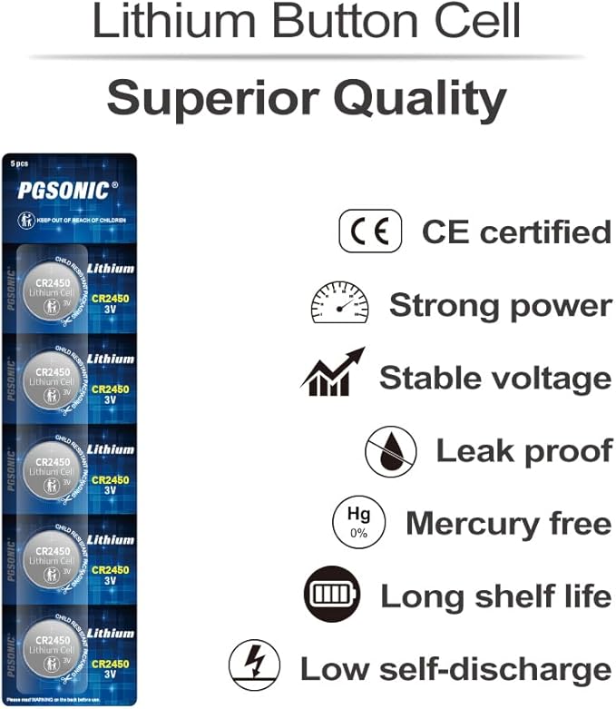 Batería de Litio CR2450 PGSONIC 3V - 10 Unidades miniatura 2