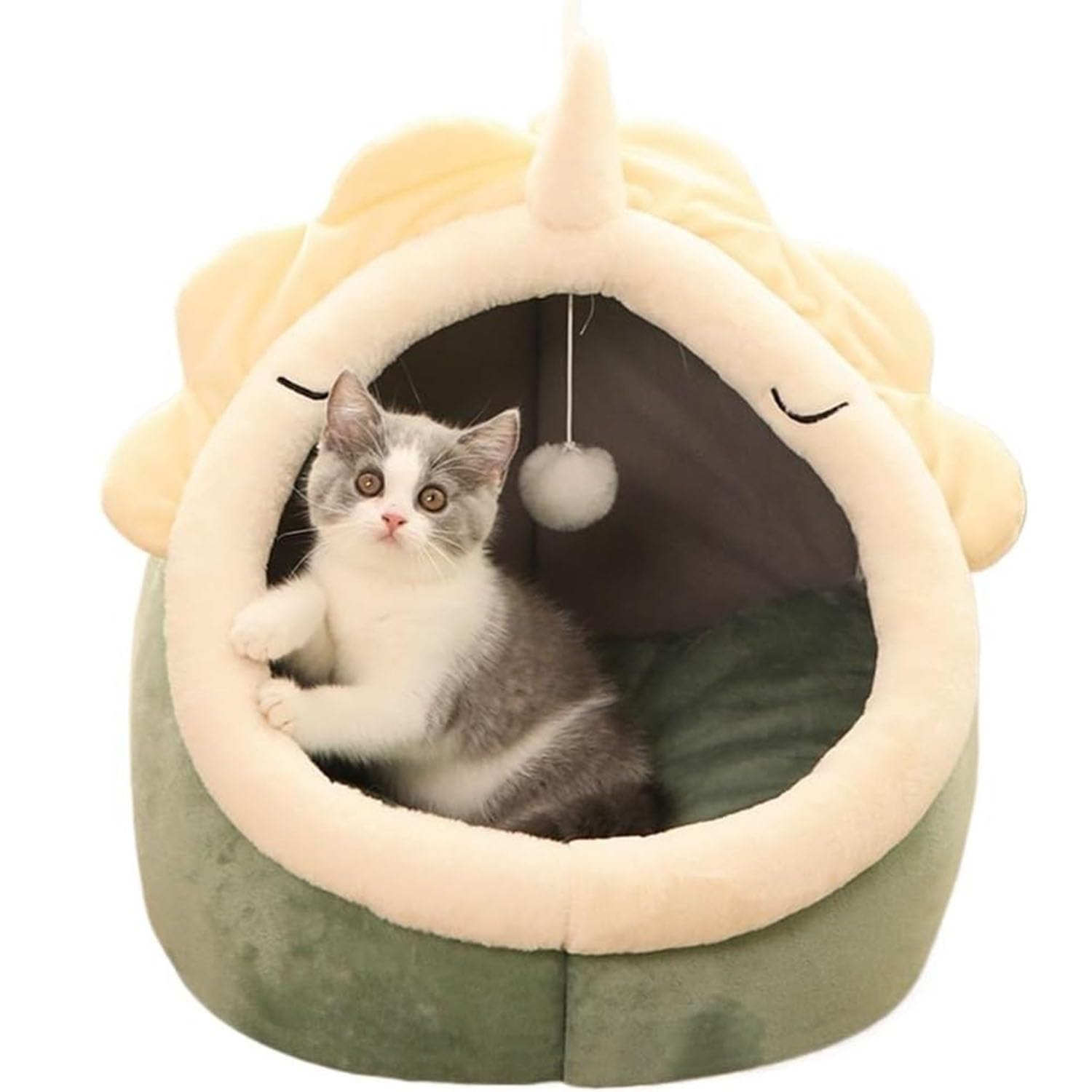 لينجي سرير قطط، سرير قطط شبه مغلق، بيت كهف للقطط، عش حيوانات أليفة دافئ داخلي، سرير للحيوانات الاليفة للقطط والكلاب الصغيرة التي يقل وزنها عن 5 كجم