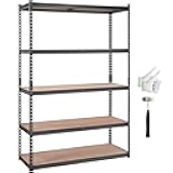 Storage Shelving Unit, 5-Tier Adjustable, 2000 lbs Capacity, Heavy Duty Garage Shelves Metal Organizer Utility Rack, Black, 48