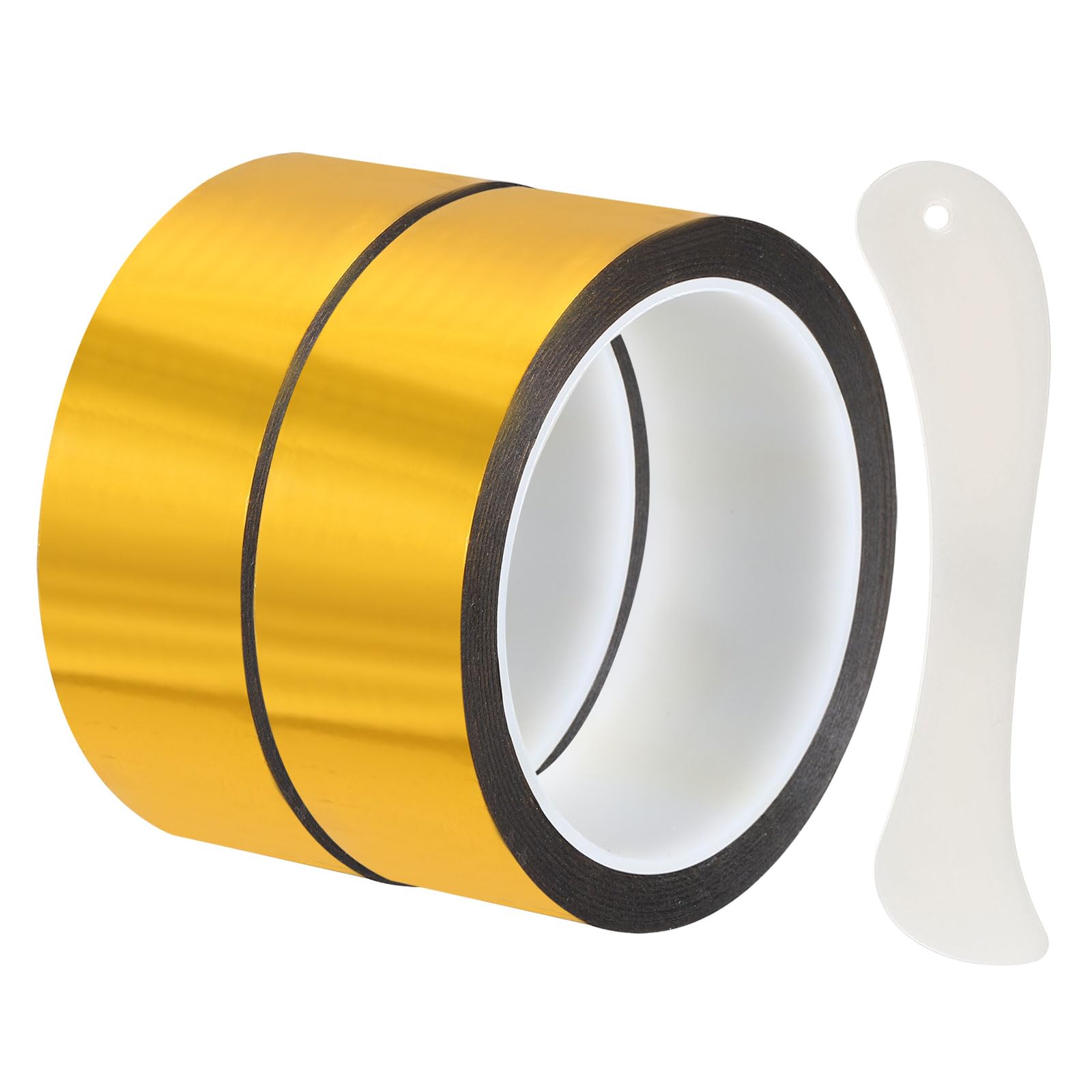 DEFANEX Metallic Mirror Tape (35mm x 50m, 0.05mm, Gold)(2 Roll) Self Adhesive Duct Tape, for Wall Decoration Border DIY Gift Wrap