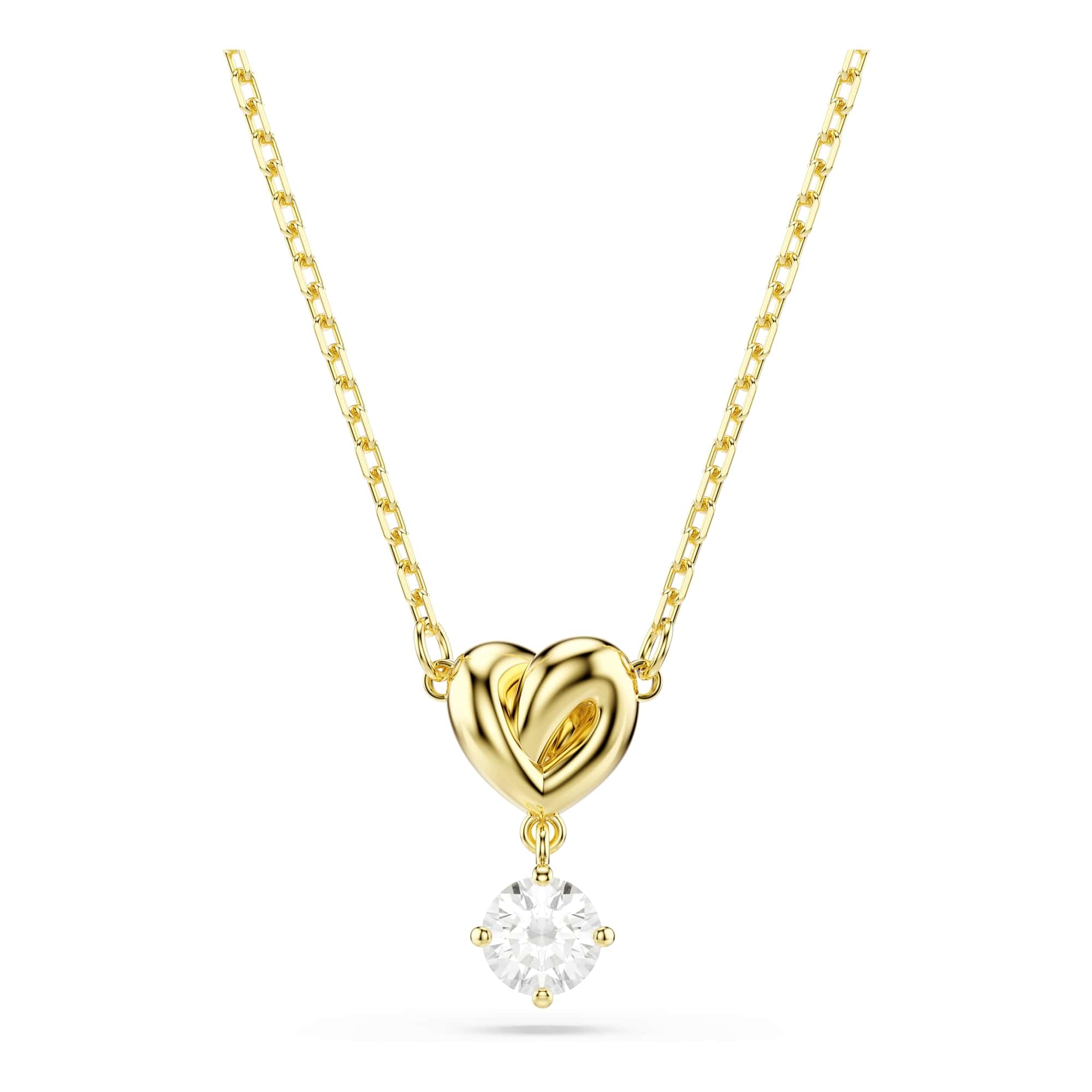 Swarovski Lifelong Collezione, Taglio rotondo, Cuore, Bianco, Placcato tonalità oro