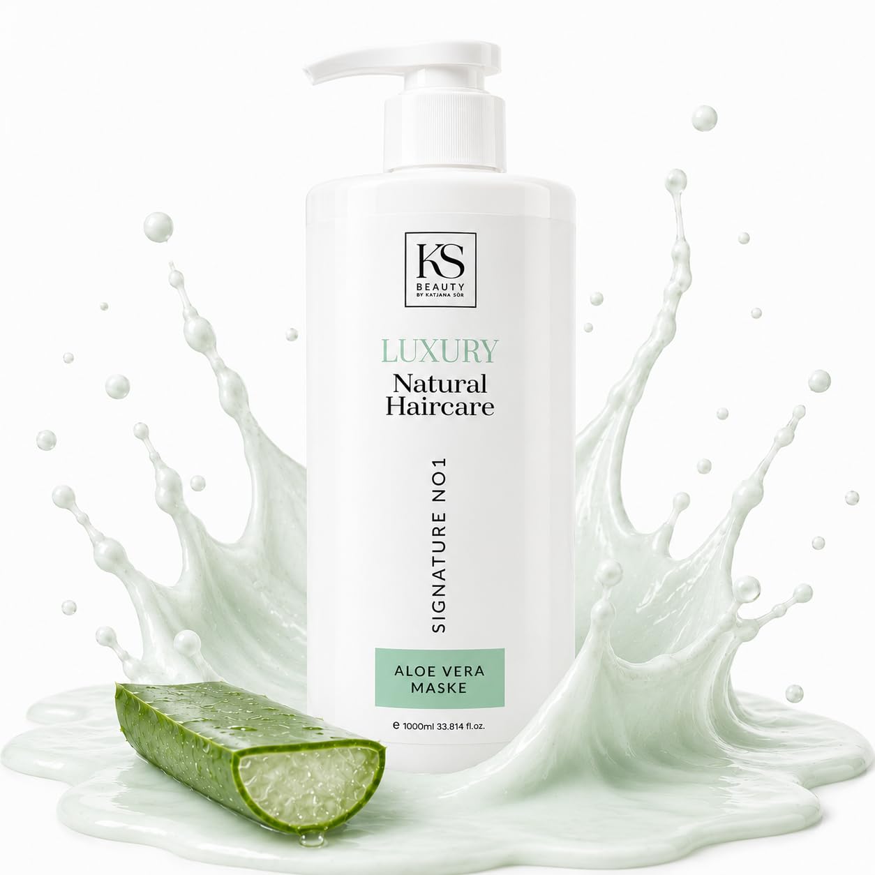 KS Beauty Aloe Vera Haarmaske 1000 ml, Haarkur mit Pumpspender | Intensive Feuchtigkeitspflege für trockenes Haar mit Arganöl & Panthenol – für geschmeidige, glänzende Längen und Spitzen