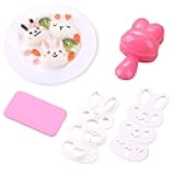 Rice Ball Molds for Kids Cute Rabbit Pattern Sushi Mold Rice Shaper Onigiri Mold Bento Accessories DIY Kitchen Tools with Nori Seaweed Punch Cutter