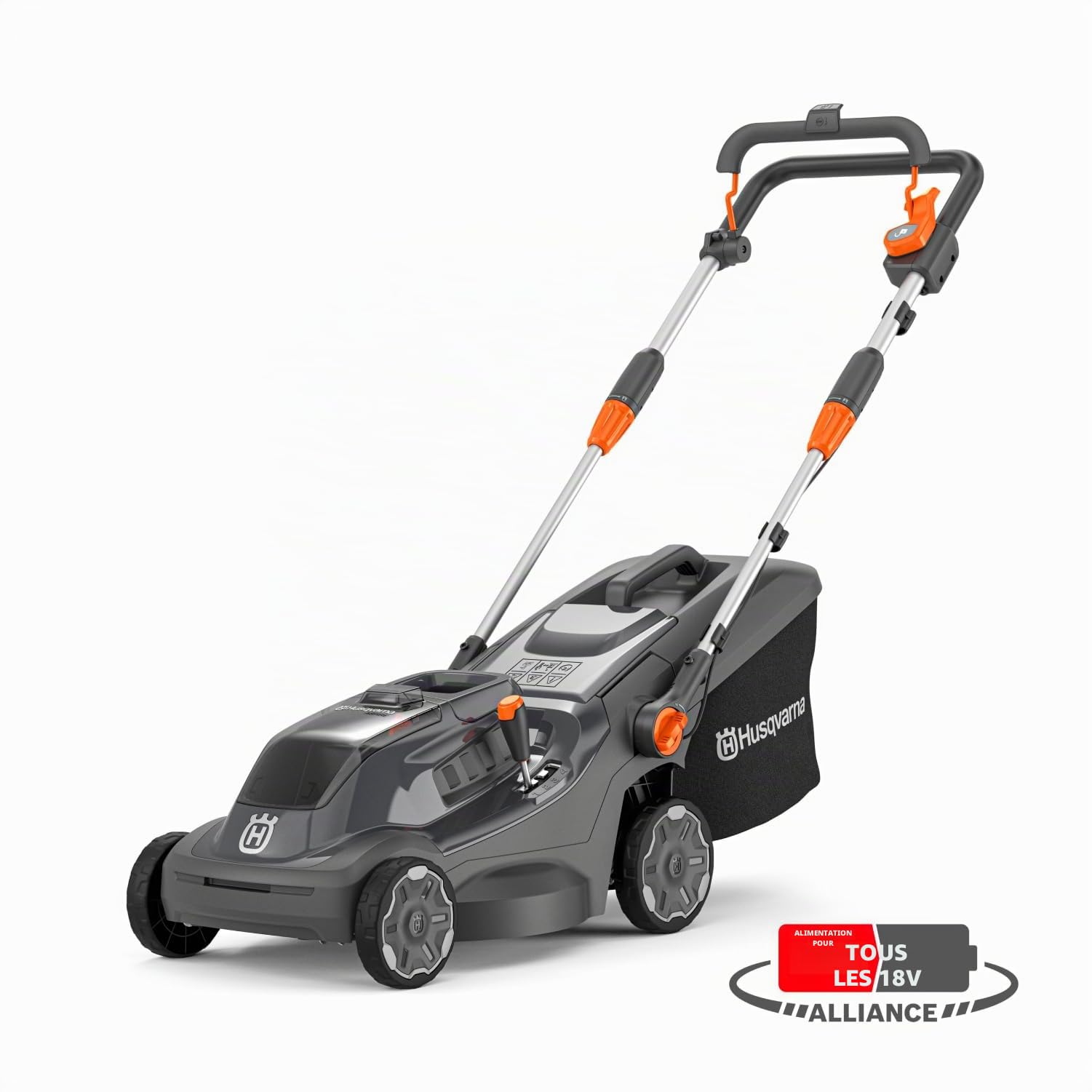 Husqvarna Aspire LC34-P4A Tondeuse à Gazon sans Fil avec Batterie 18 V et Chargeur, pour 500 m² de Surface de pelouse I Tondeuse à Gazon électrique (Panier collecteur de 30 l, Largeur de Coupe 34 cm,
