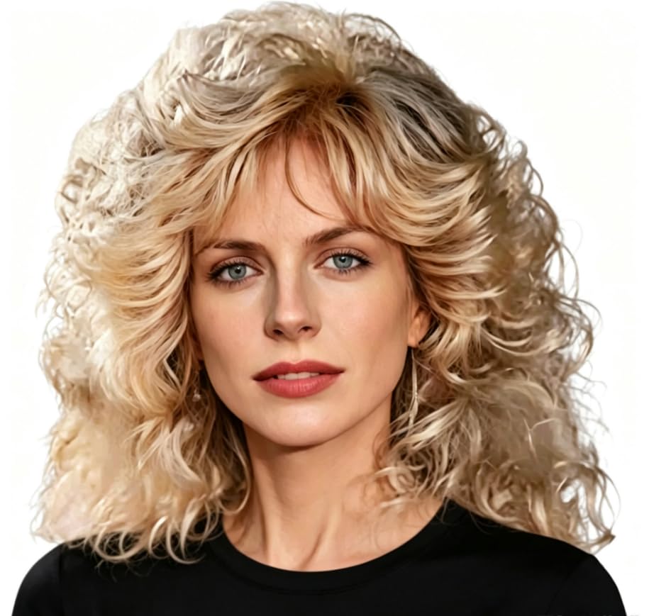 Image of Layered Blonde Wigs for White Women with Bangs, Straight Short Hair Wig, (Blonde#4)