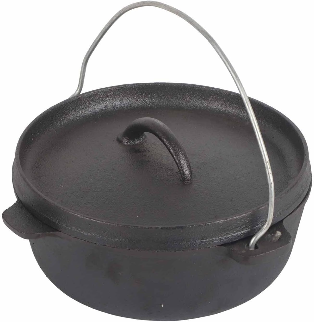 Camping Pot Cast Iron Seasoned Prevention Stick Outdoor Cooking Pot with Lid for Picnic Hiking BBQ