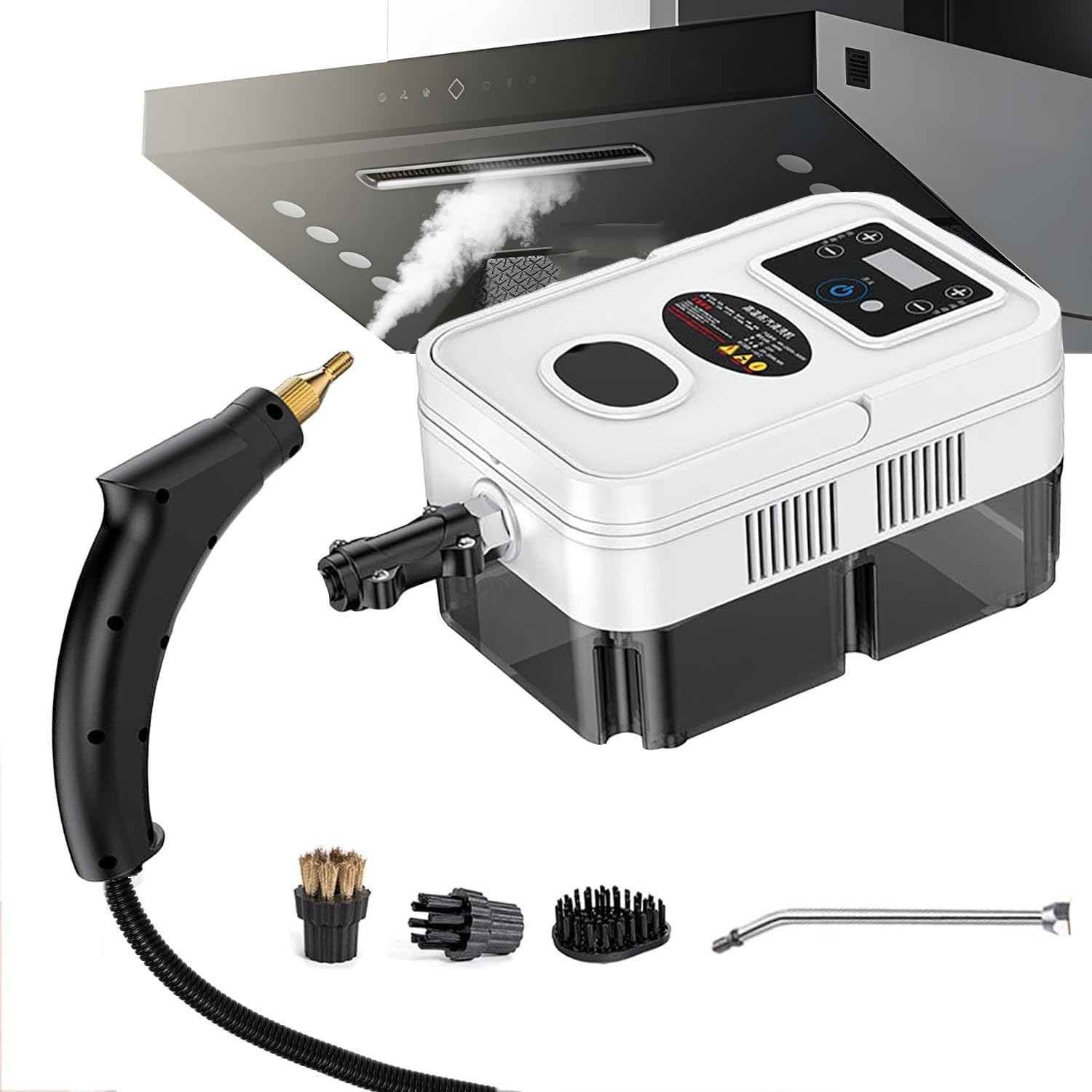 Steam Cleaner, 1600W High Pressure Handheld Steamer, 6-Gears Adjustable, Portable Steam Cleaning Machine with 3 Brushes,for Kitchen, Bathroom, Car, Grout and Tile,White