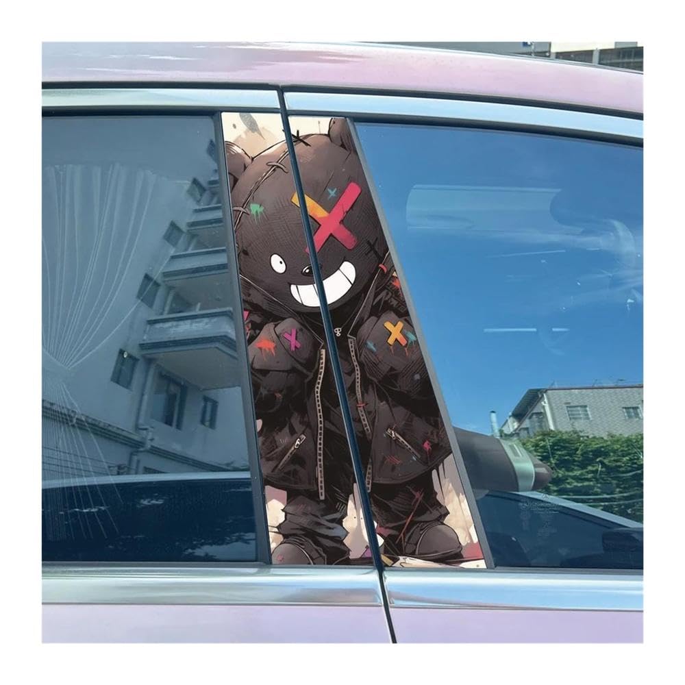 Body Parts 2pcs Car Center Pillar Sticker Cool Bear Auto B-Pillar Waterproof Protective Film(C)