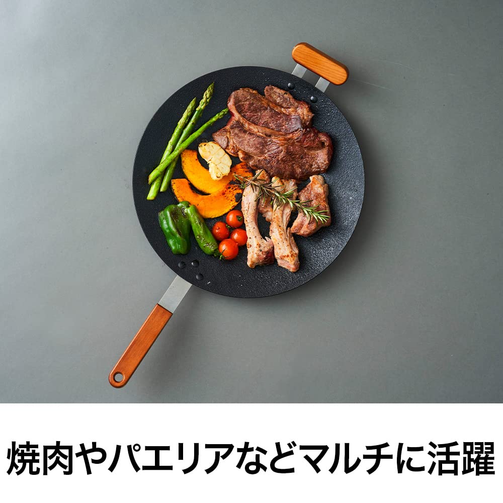 Doshisha Multi Griddle Pan, 13.4 inches (34 cm), For Gas Stoves, Non-Stick, BBQ, Outdoor, Camping, Frying Pan, Iron Plate