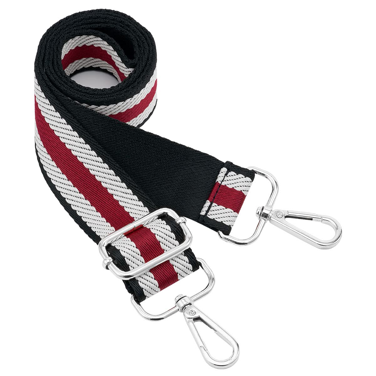 Silvery Buckles Wide Shoulder Strap Adjustable Replacement Belt Crossbody Canvas Bag Handbag