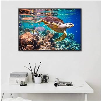 Amazon.co.jp: YGACJ 海亀の壁画|写真海亀の壁画 キャンバス絵画