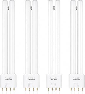 4 Pcs 18W Replacement PL18-B Tube Fluorescent Light Bulbs — 2G11 Base 4-Pin H Shape, 5500K Natural Daylight, Energy-Efficient, Compatible with OttLite T18330 Desk & Reading Lamps for Office & Study