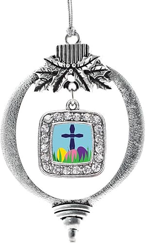 Miniatura 249 de Inspired Silver - My Vintage Initials - Adorno con dije de letra J - Adornos navideños cuadrados de plata con joyas de circonita cúbica