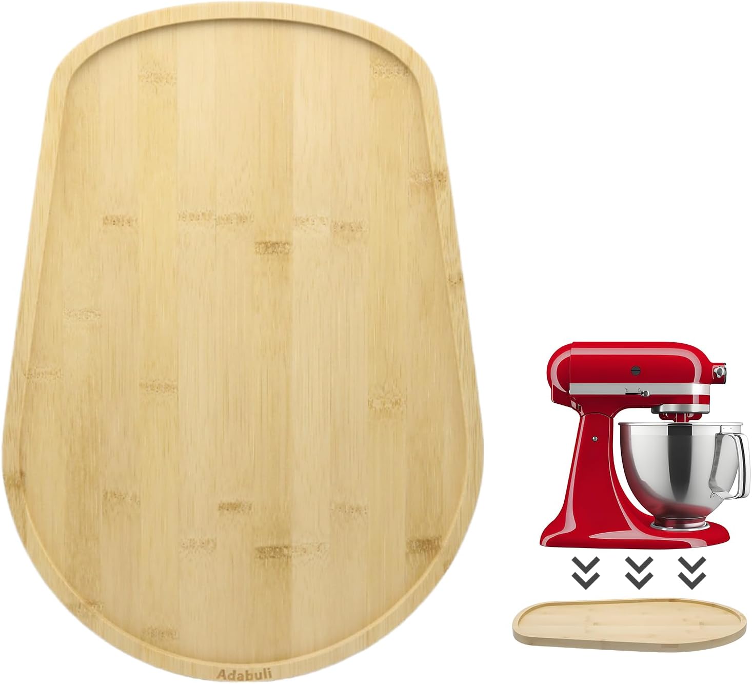 Bamboo Mixer Slider Mat Compatible with KitchenAid 4.5-5 Qt Tilt Head Stand Mixer, Appliance Sliding Mat for Kitchenaid Artisan, Kitchen Countertop Storage Accessories and Attachments