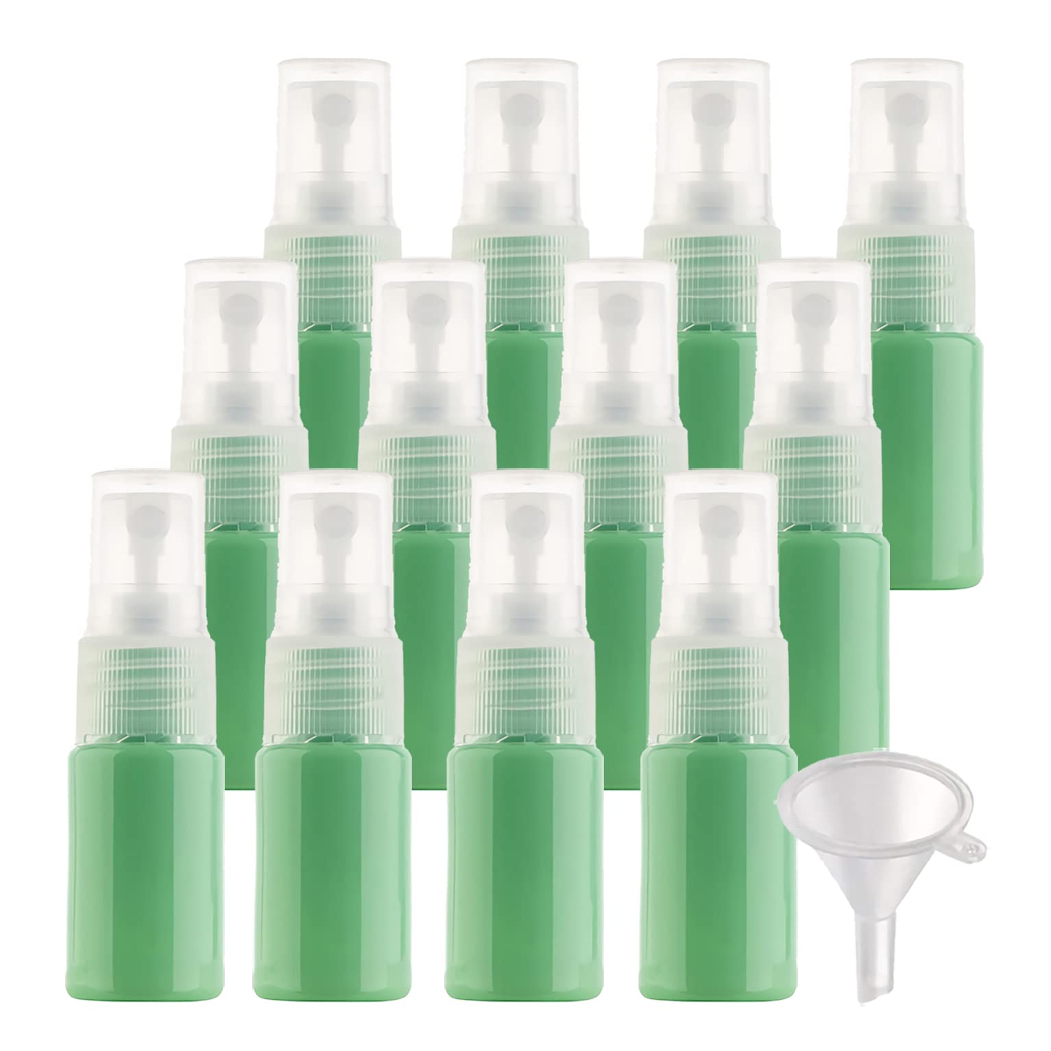 100 Pezzi 10ml Flacone Spray Vuoto Plastica Verde scuro, Mini Flacone Spray Portatile Riutilizzabile per Nebbia, Bottiglia di Profumo, Cosmetica, Viaggio con 5x Imbuti