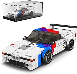 Mould King Speed Champions BMW M1 Model Car Building Kit with Display Case, 27062 Sports Car Building Blocks, Race Car Toy for Adults and Kids 8+, 411 PCS