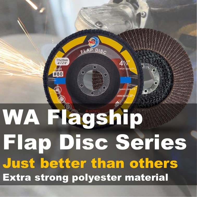 WA 50PACK - 4 1/2" x 7/8" Calcined Alumina High Density Industrial Grade Flap Disc Sanding Disc Grinding Wheel for Angle Grinder Metal/Stainless Steel/Wood T29, 4 1/2 Inch (Grit 40)