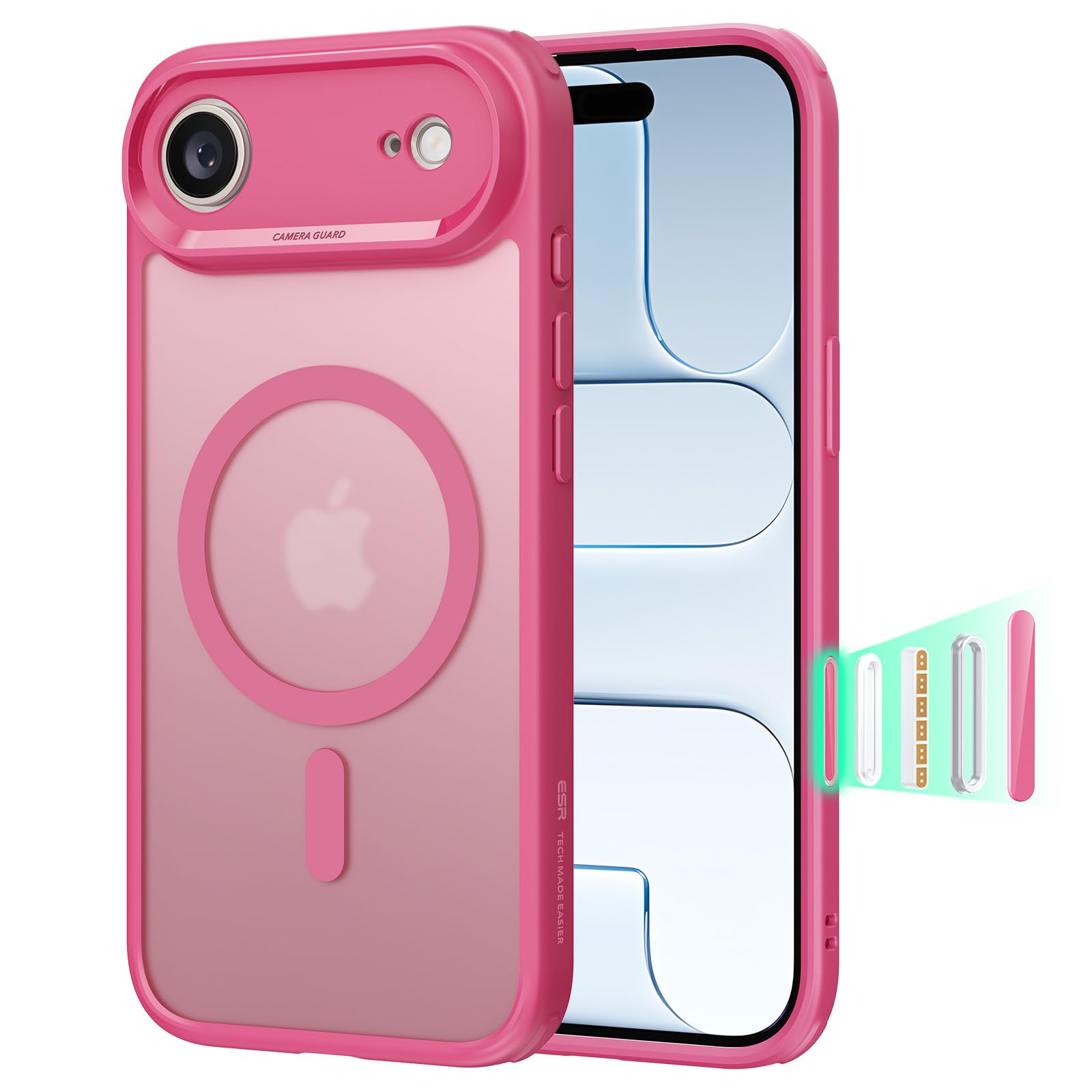 ESR Funda para iPhone 15, Compatible MagSafe, Protección Grado Militar a Prueba Golpes, Funda Magnética para iPhone 15, Funda Híbrida Classic (HaloLock), Transparente — view 127