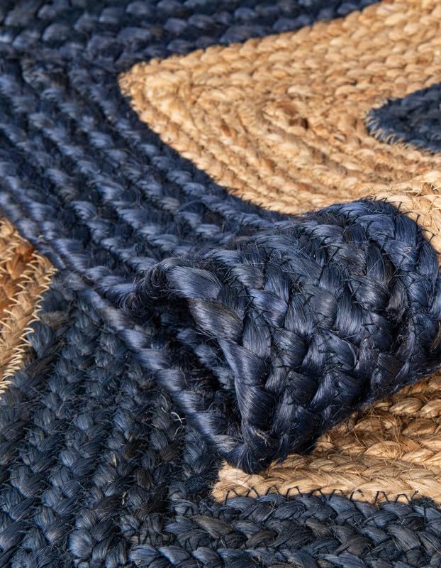 Tappeto in iuta di alta qualità, 6 x 60 cm, blu navy e beige