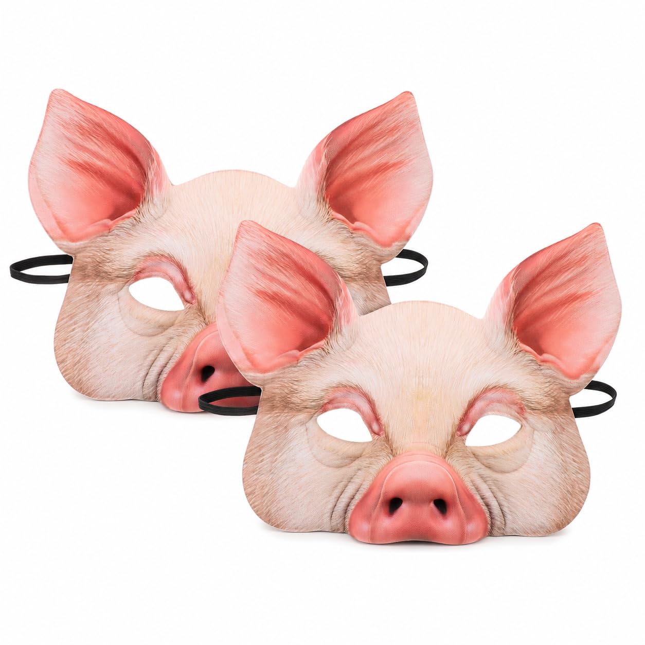 Yardwe 2pcs Pig Half Face Masks, Pink Animal Costume Masks