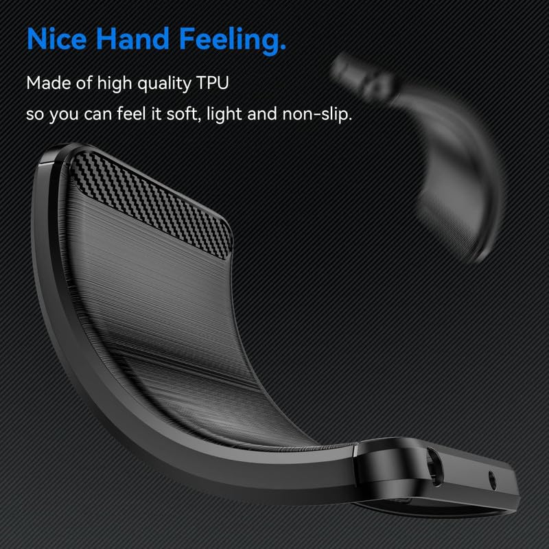 Image of NPRC Hybrid Ultra Slim Protective Case TPU Non-Slip Carbon Fiber Texture Shockproof Case Cover for Moto G04S - Black
