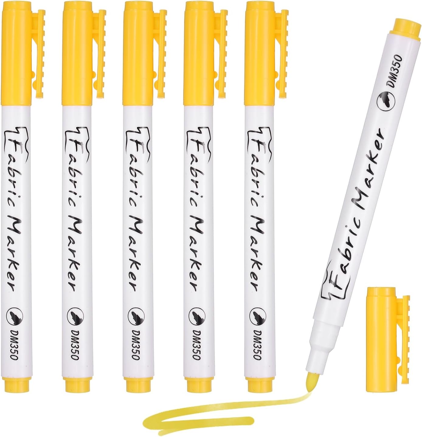 PATIKIL Fabric Marker Pen, 6Pcs Permanent Markers on Plastic Wood Stone Metal and Glass Washable DIY Crafts Art Supplies for Clothes Drawing Cover Writing Marking, Yellow
