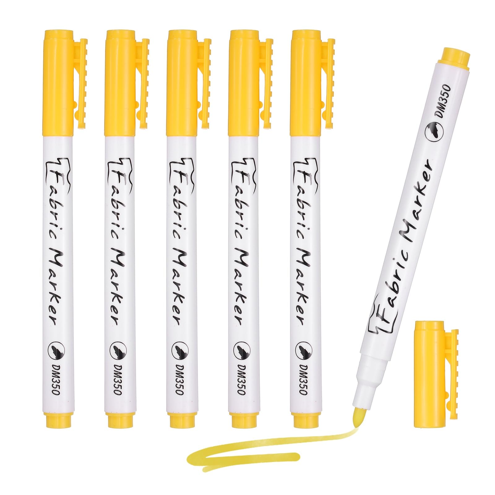PATIKIL Fabric Marker Pen, 6Pcs Permanent Markers on Plastic Wood Stone Metal and Glass Washable DIY Crafts Art Supplies for Clothes Drawing Cover Writing Marking, Yellow