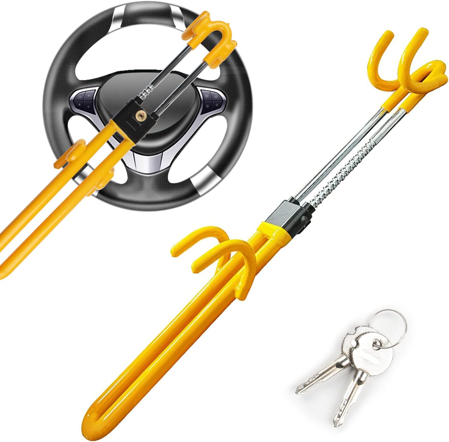 Hanaive 2 Pcs Car Steering Wheel Lock AntiTheft Device