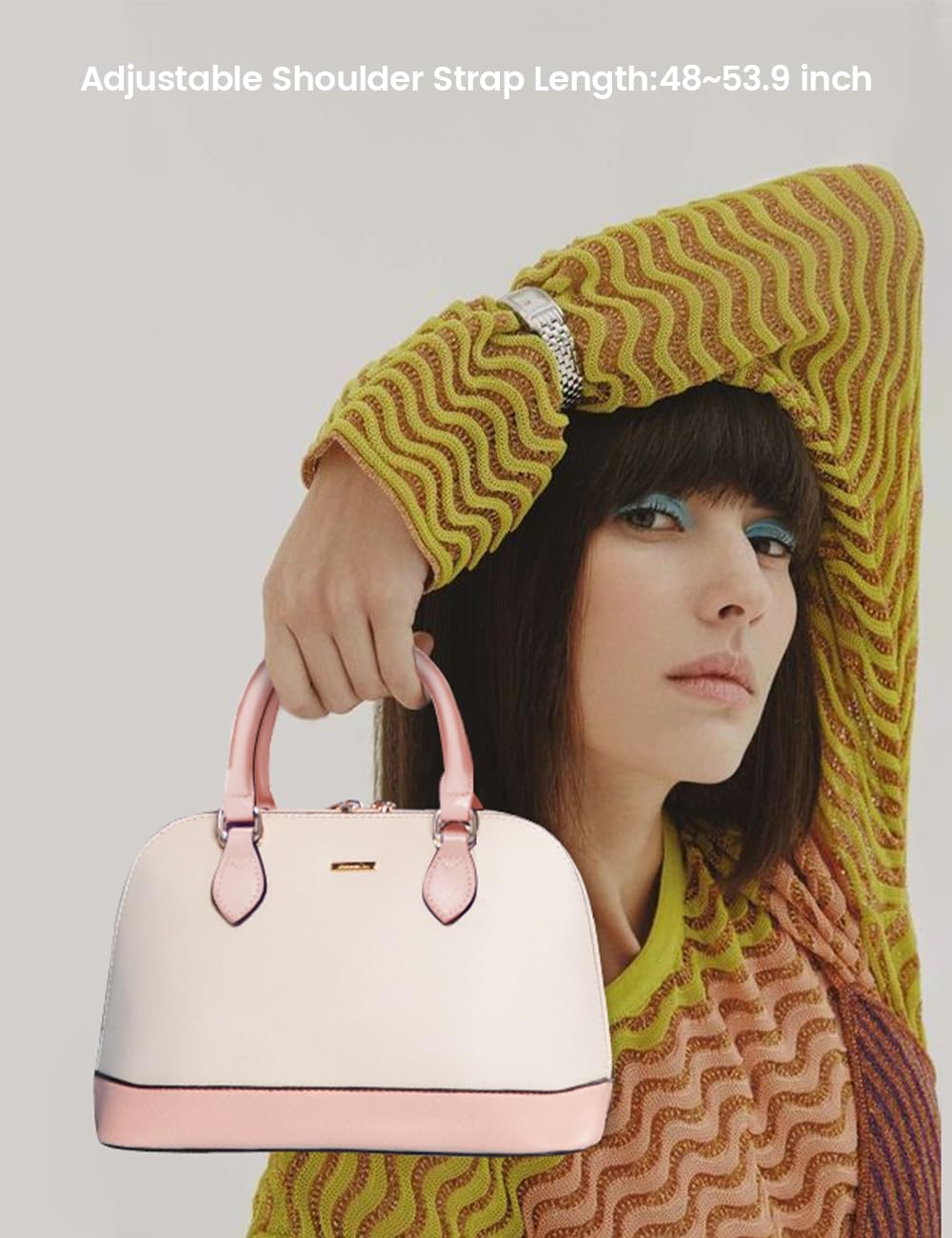 LOVEVOOK Purse for Women Small Crossbody Bags Classic Double Zip Top Handle Dome Satchel Bag: Pink/Beige