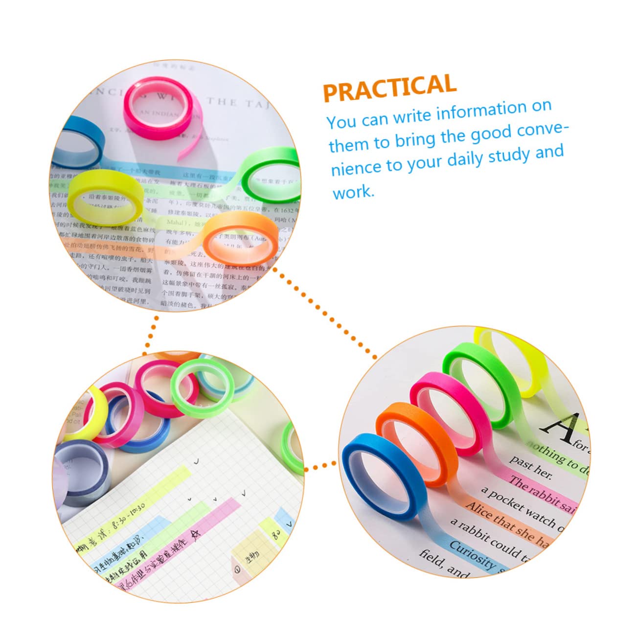 TEHAUX 100rollen Multi- Transparente Sticky Tabs Praktische Seitenmarker Und Highlight Tapes Für Bücher Notizen Und Studien Und Farben Und Abnehmbar