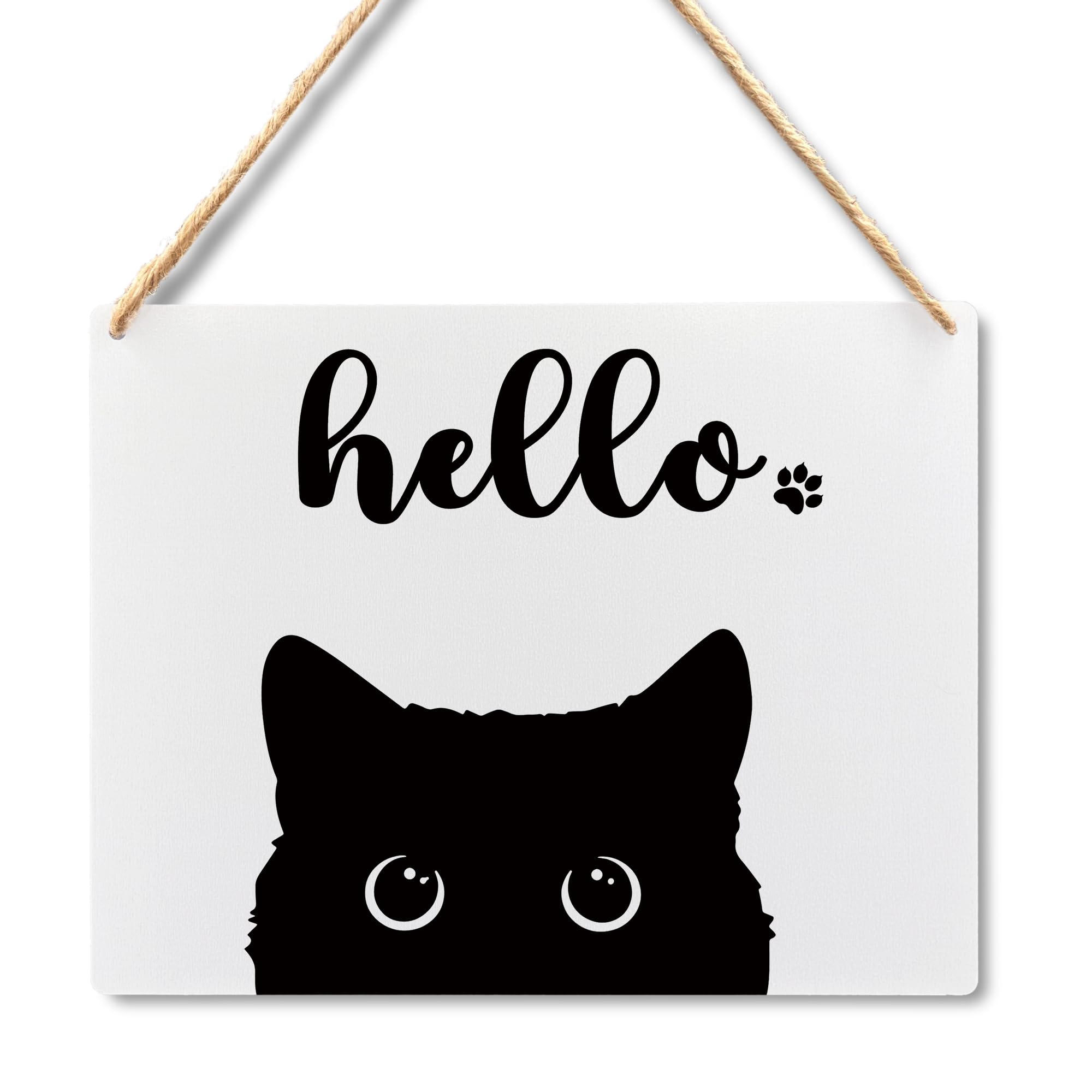 Amazon.com: Lacosu Wall Pediments Cat Welcome Sign,Hello Sign,Cat ...
