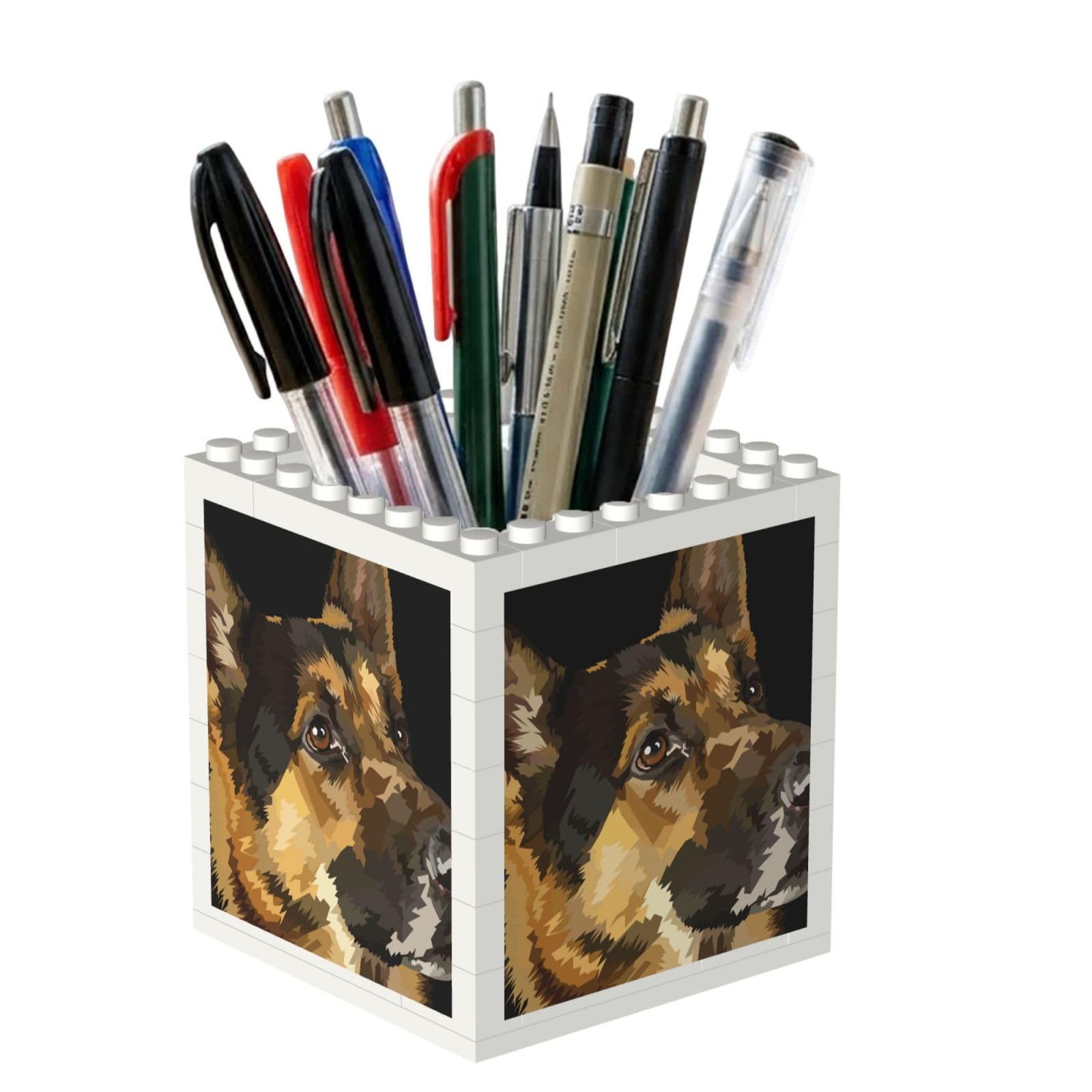 Poadnly German Shepherd, Pen Pot Pencil Holder for Office Home School, Compact Desk Organiser for Office Stationery