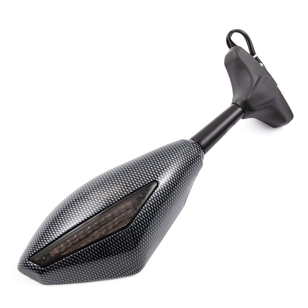 Moto Rétroviseur latéral avec clignotants LED Universel pour Cruiser Street Sport Bike (B)