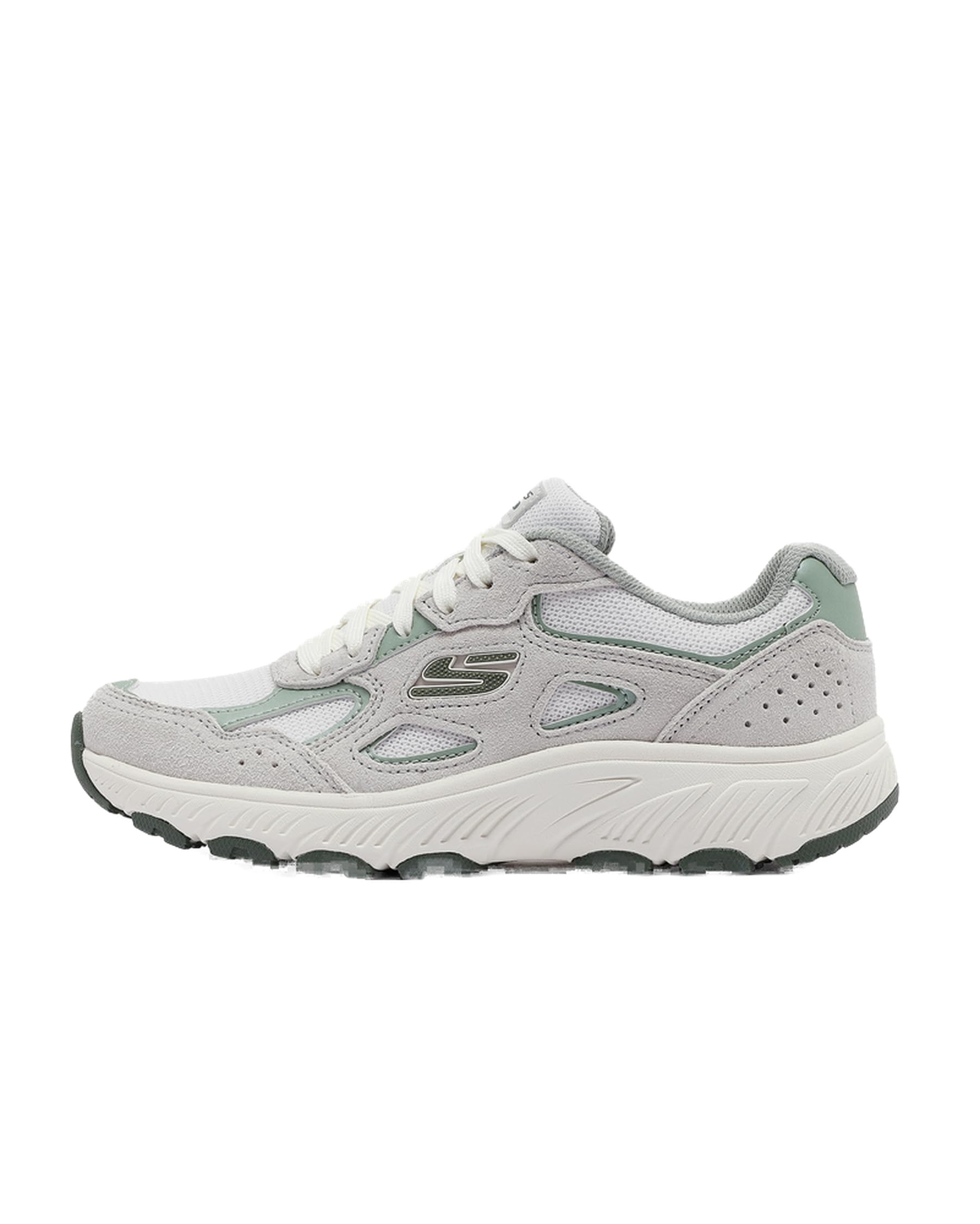 Skechers Women's Hillcrest 2.0 Sneaker, Off White Suede/Textile/Green Synthetic, 6.5 UK