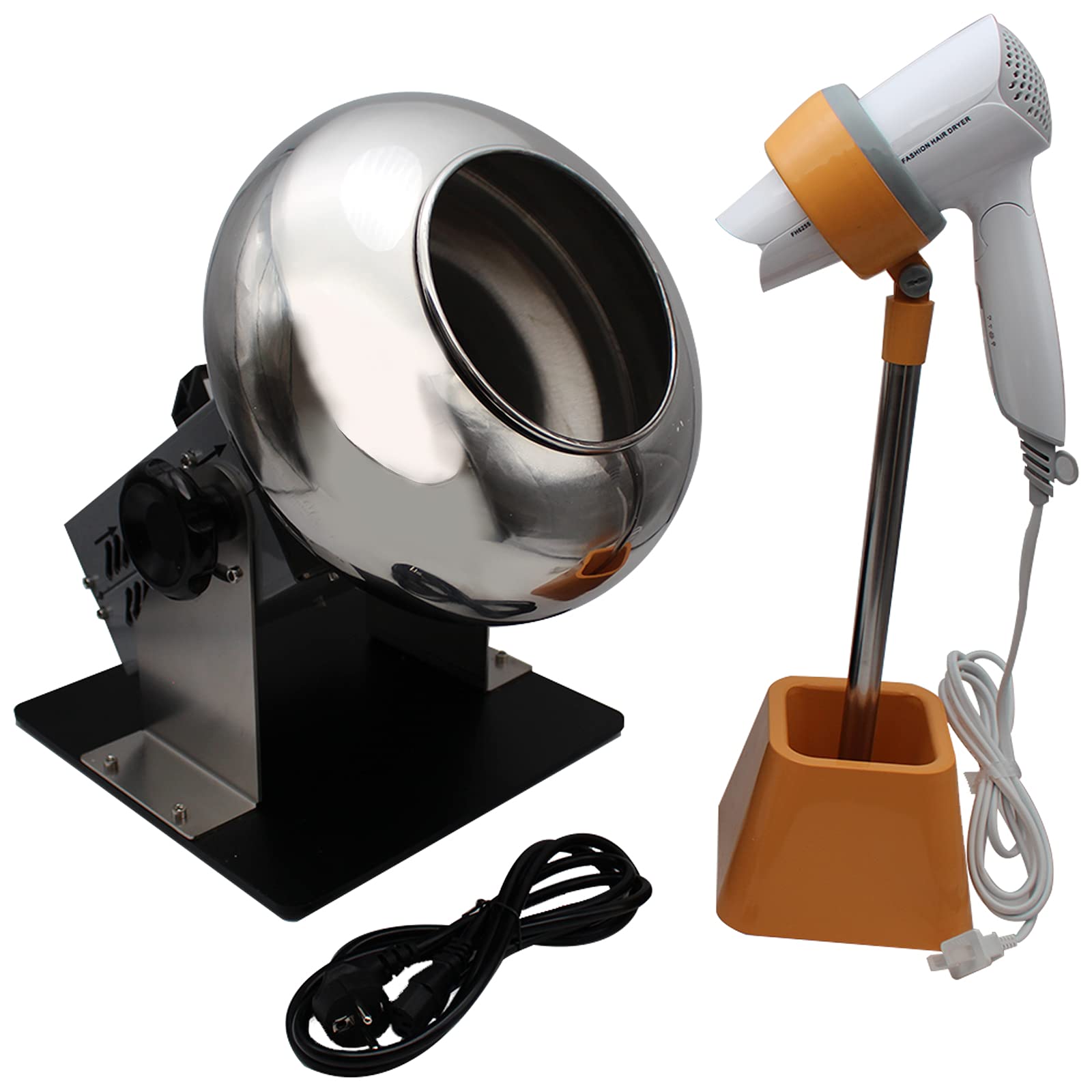 Jieotwice Commercial Sugar Candy Tablet Coating Machine- Electric Mini Pill Polishing Machine Pellets Coater with Hot Air Blower