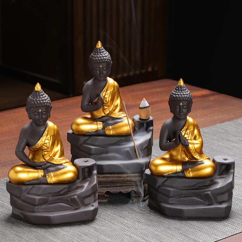 Fioletowy piasek Budda kadzidło kadzidło uchwyt kadzidła, ozdoby, budda przepływowy kadzidełko kreatywny przepływowy palnik kadzideł(C)